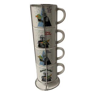Silver Buffalo STAR WARS The Mandalorian Mug Cup‎ Stackable Set 4 Metal Rack